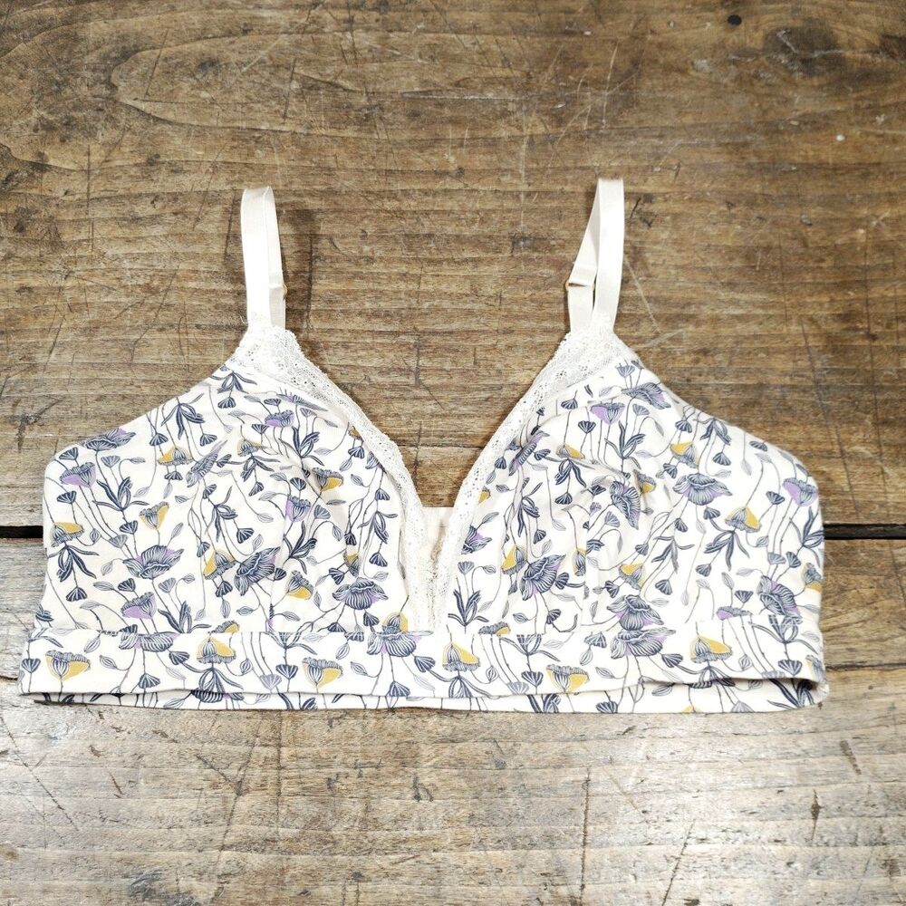 Third Love XL Bralette Bra Floral Print Wireless Pullover Lace Trim